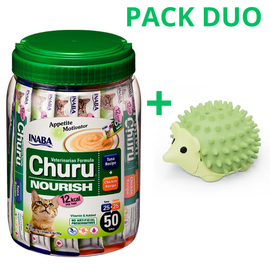 DUO CHURU VET NOURISH - ATUN POLLO 50 U (PACK CATNIP ERIZO)