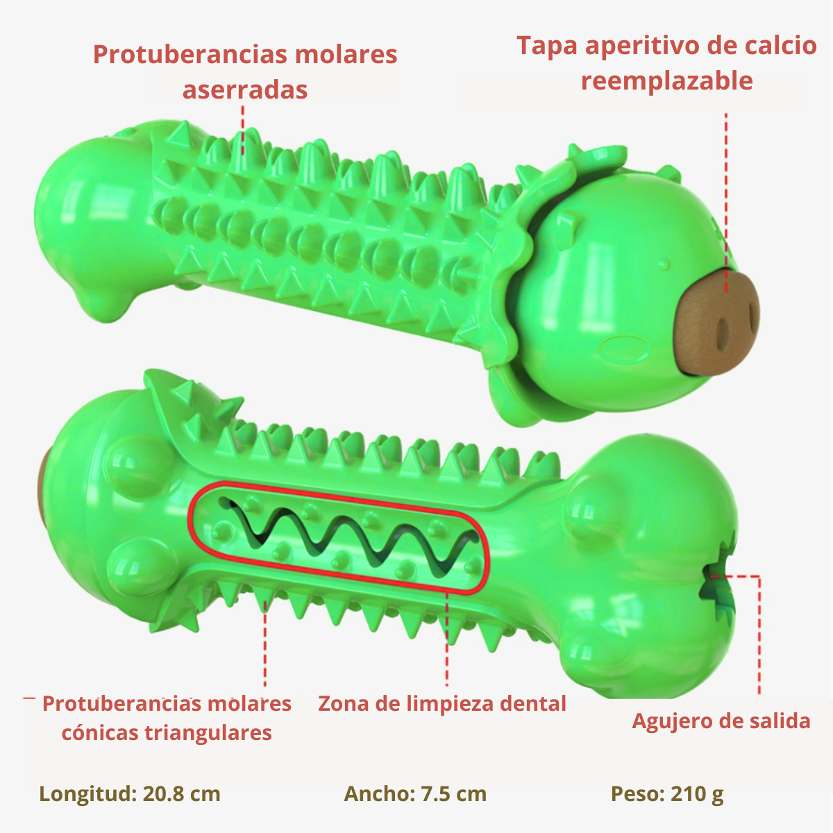 Juguete Masticable Para Perros - Cerdito Verde