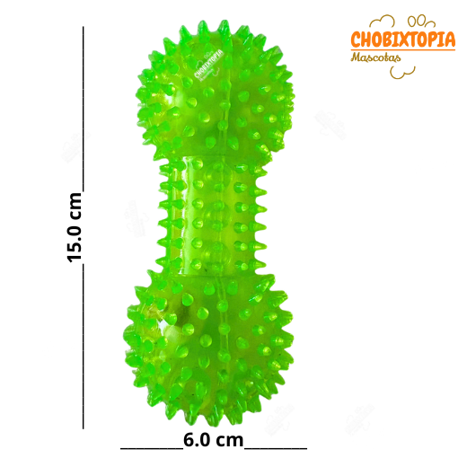 JUGUETE PARA PERROS HUESO ELÁSTICO SONORO BRILLANTE VERDE