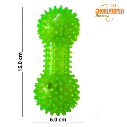 JUGUETE PARA PERROS HUESO ELÁSTICO SONORO BRILLANTE VERDE