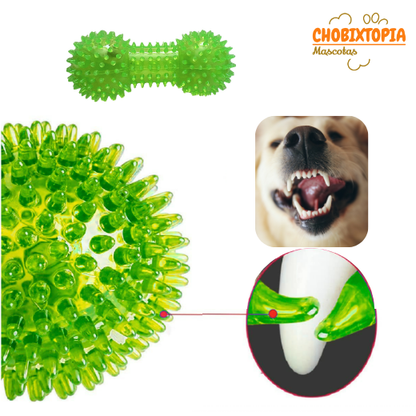 JUGUETE PARA PERROS HUESO ELÁSTICO SONORO BRILLANTE VERDE