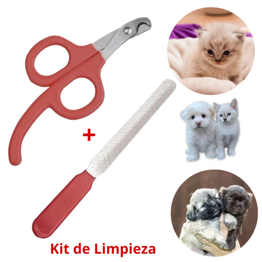 CORTA UÑAS TIJERA Y LIMA PARA GATOS  Y PERROS - MASCOTA ROJO