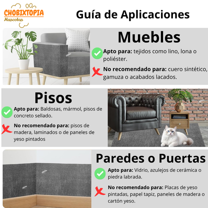 RASCADOR PROTECTOR ADHESIVO DE MUEBLES PARA GATOS 100 cm x 40 cm