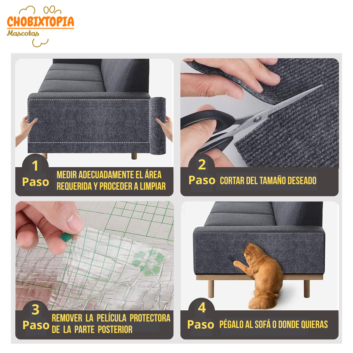 RASCADOR PROTECTOR ADHESIVO DE MUEBLES PARA GATOS 100 cm x 40 cm