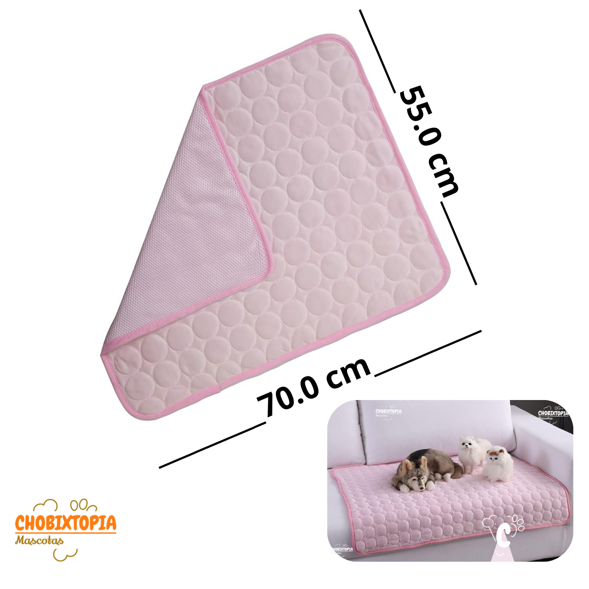 ALFOMBRA REFRESCANTE LAVABLE  P-MASCOTAS PERRO-GATO 70x55 cm COLOR ROSA BEBE