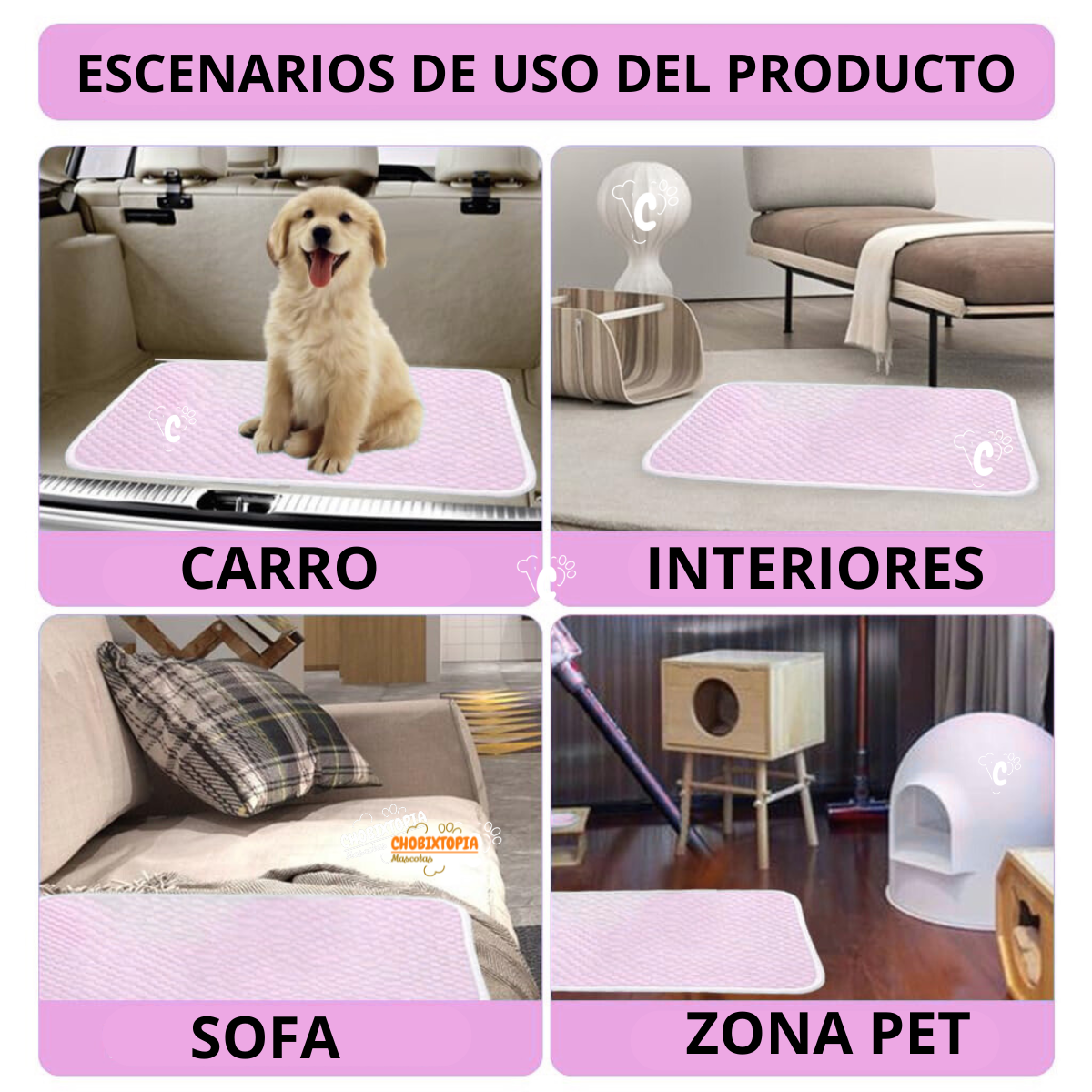 ALFOMBRA REFRESCANTE LAVABLE  P-MASCOTAS PERRO-GATO 70x55 cm COLOR ROSA BEBE