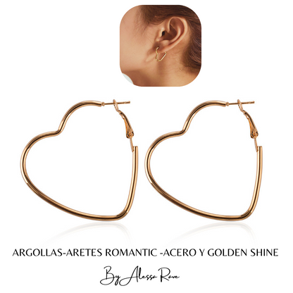 ARGOLLAS-ARETES ROMANTIC -ACERO Y GOLDEN SHINE