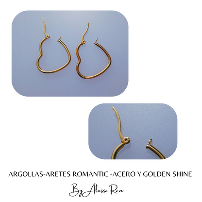 ARGOLLAS-ARETES ROMANTIC -ACERO Y GOLDEN SHINE