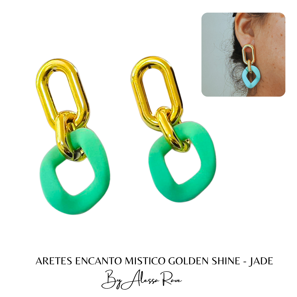 ARETES ENCANTO MISTICO GOLDEN SHINE - JADE