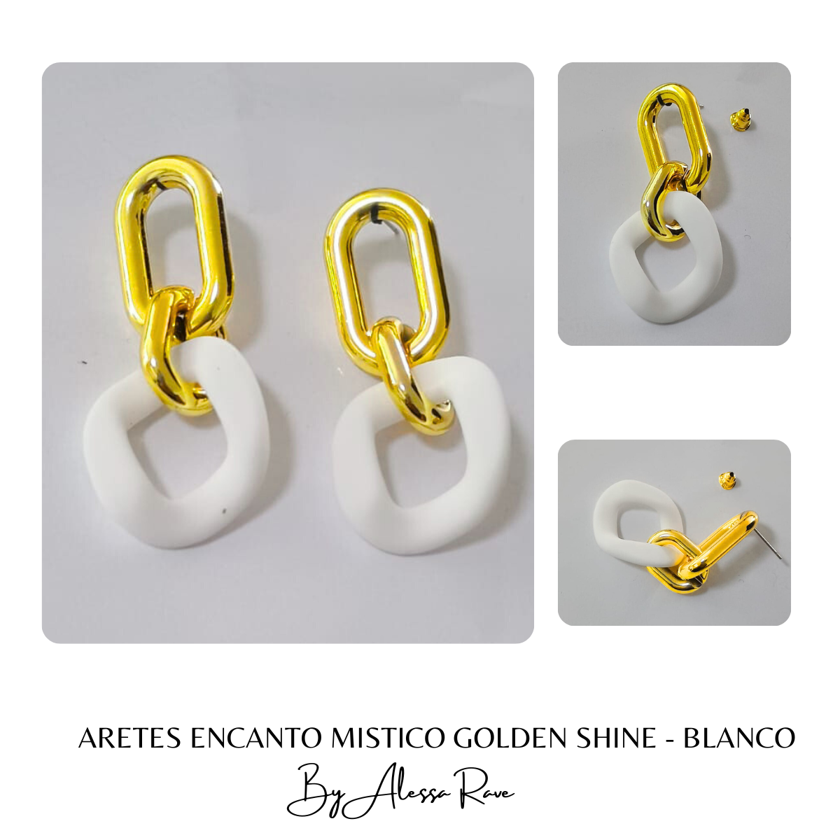 ARETES ENCANTO MISTICO GOLDEN SHINE - BLANCO