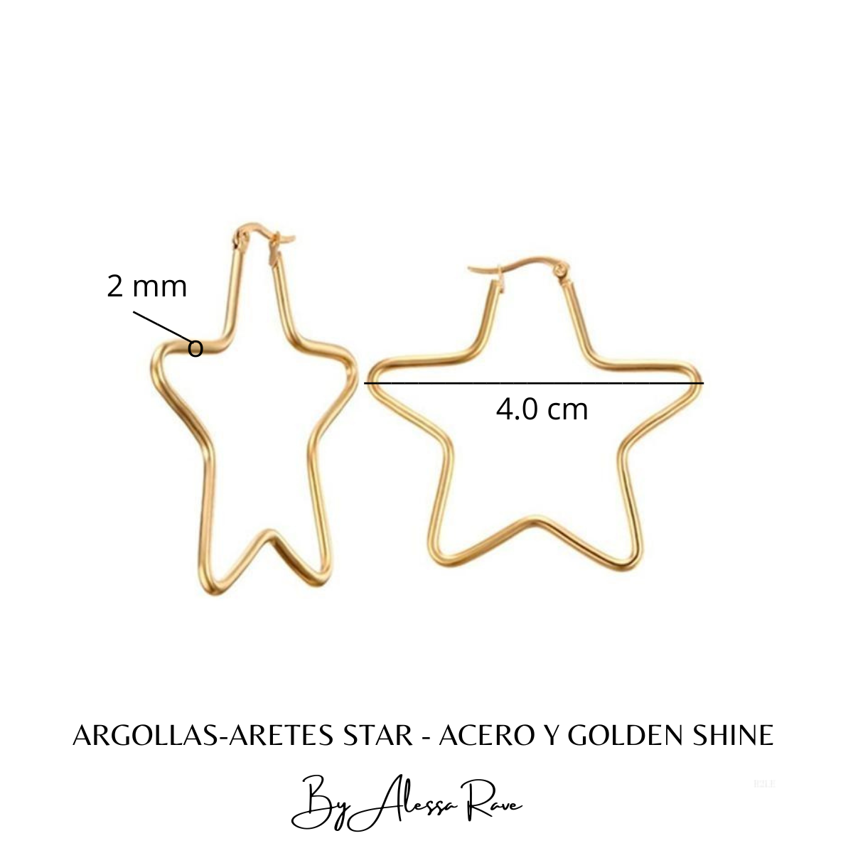 ARGOLLAS-ARETES STAR - ACERO Y GOLDEN SHINE