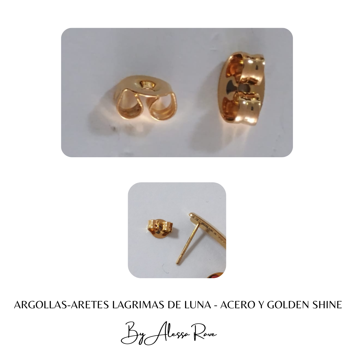 ARGOLLAS-ARETES LAGRIMAS DE LUNA - ACERO Y GOLDEN SHINE