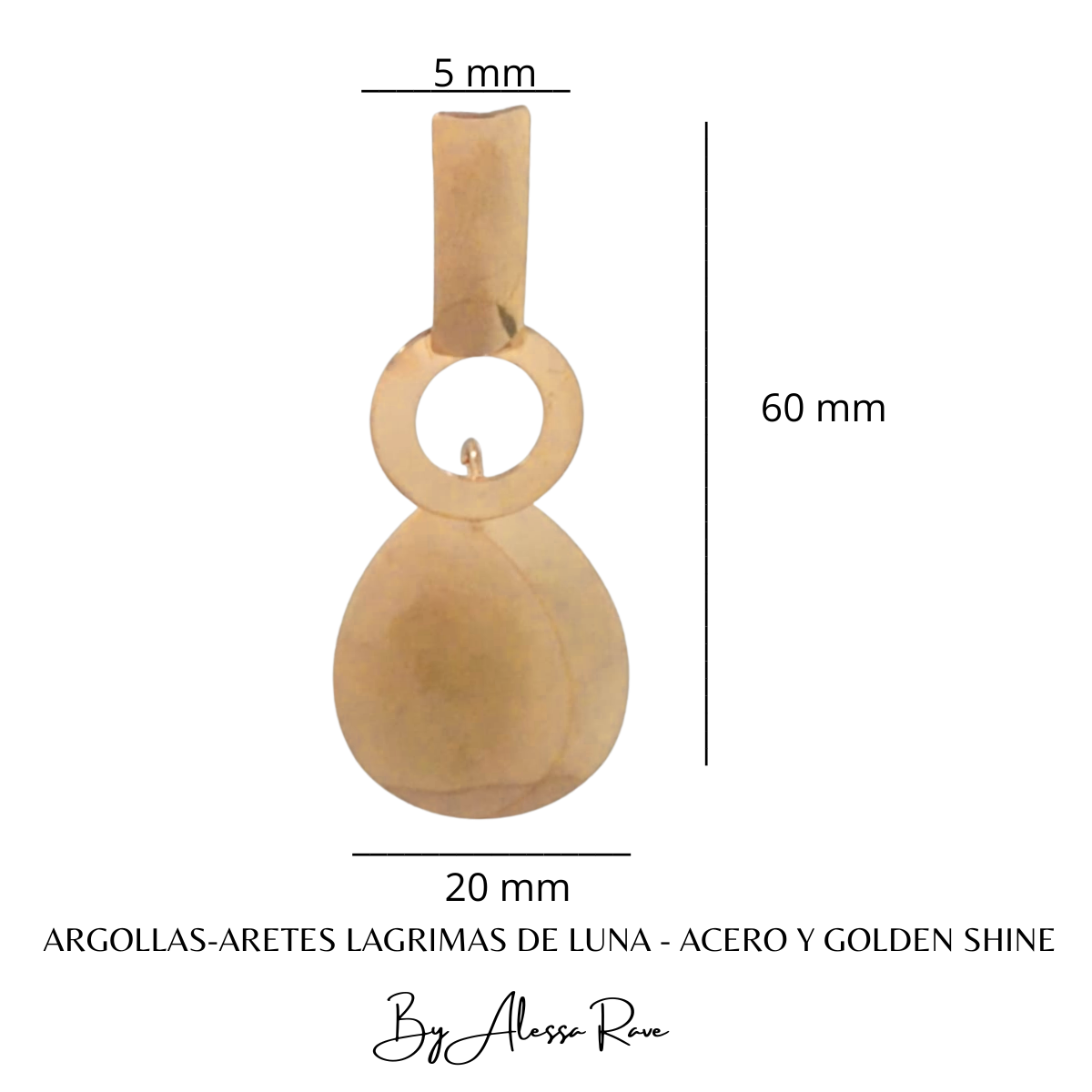 ARGOLLAS-ARETES LAGRIMAS DE LUNA - ACERO Y GOLDEN SHINE
