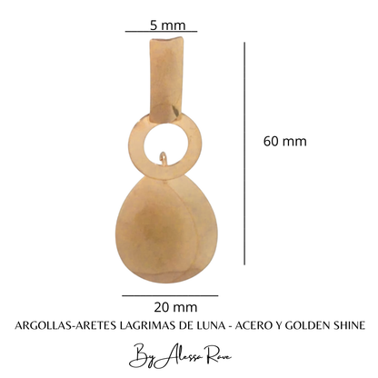 ARGOLLAS-ARETES LAGRIMAS DE LUNA - ACERO Y GOLDEN SHINE