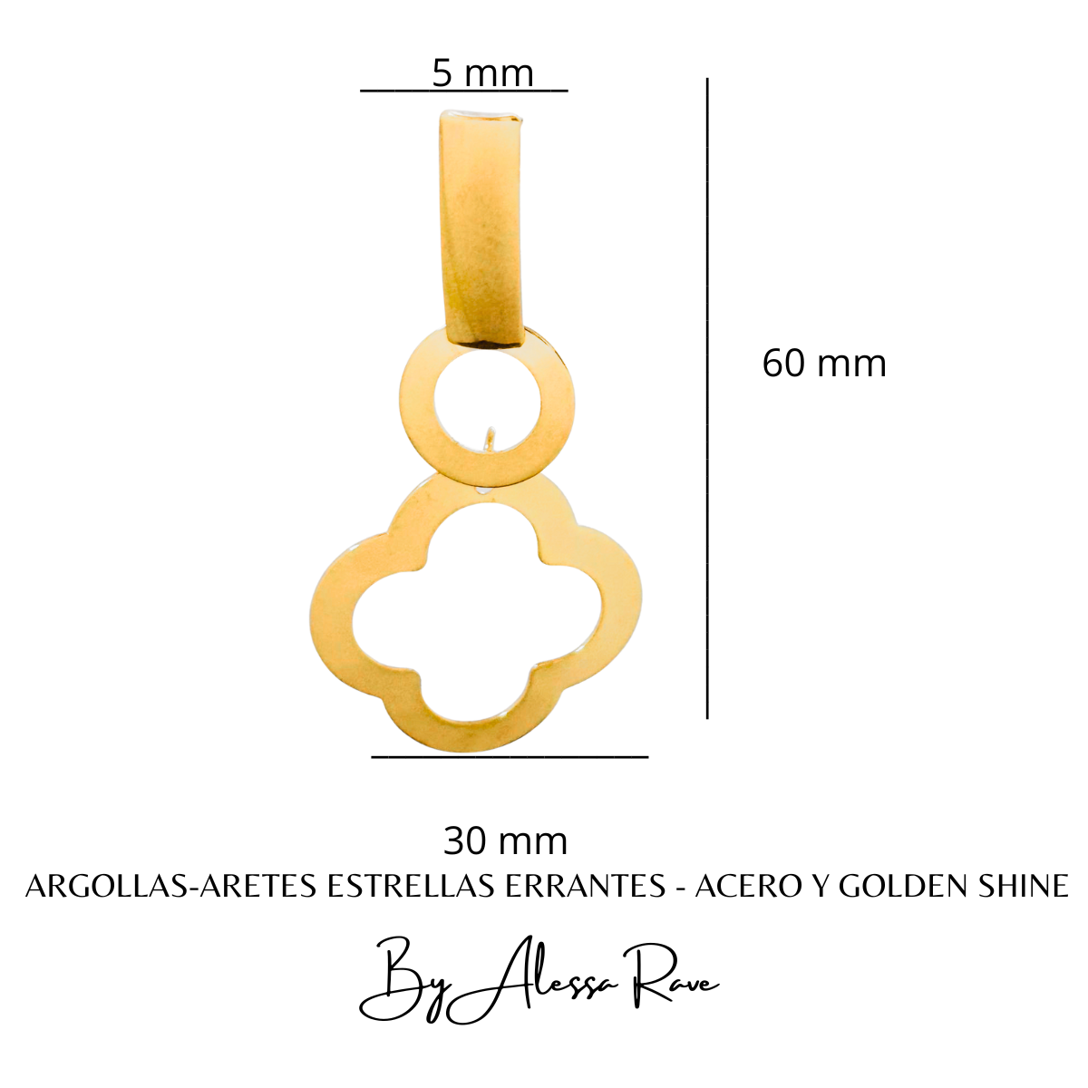 ARGOLLAS-ARETES ESTRELLAS ERRANTES - ACERO Y GOLDEN SHINE