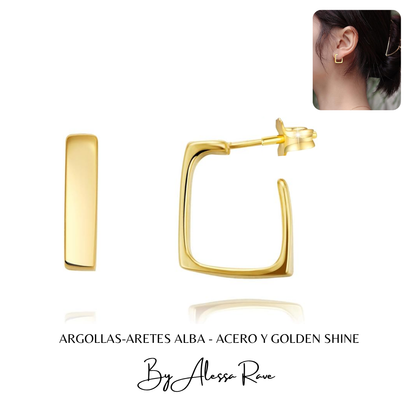 ARGOLLAS-ARETES ALBA - ACERO Y GOLDEN SHINE