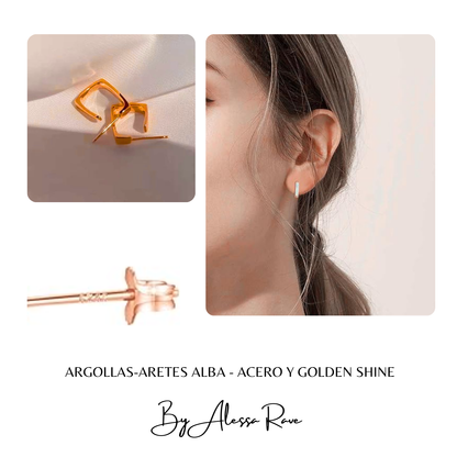 ARGOLLAS-ARETES ALBA - ACERO Y GOLDEN SHINE