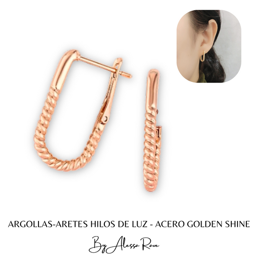 ARGOLLAS-ARETES HILOS DE LUZ - ACERO GOLDEN SHINE