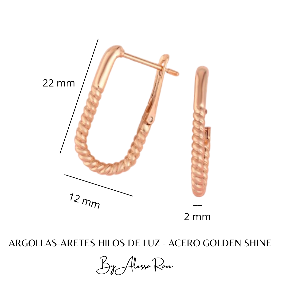 ARGOLLAS-ARETES HILOS DE LUZ - ACERO GOLDEN SHINE