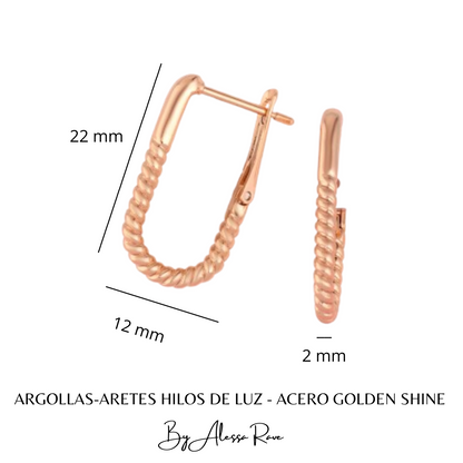 ARGOLLAS-ARETES HILOS DE LUZ - ACERO GOLDEN SHINE
