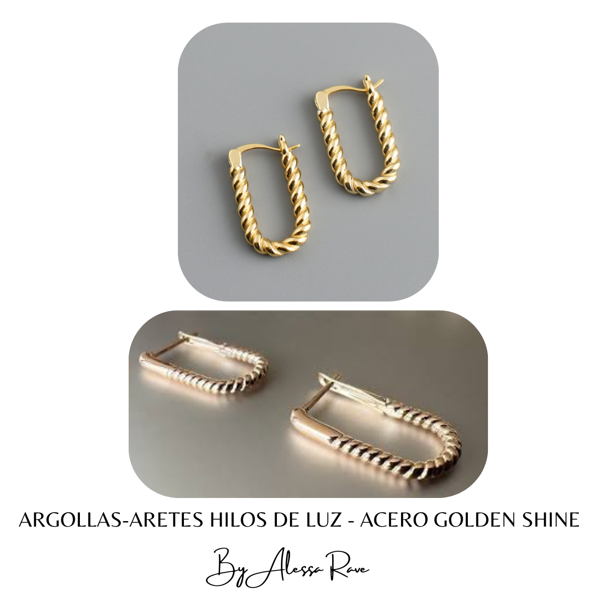ARGOLLAS-ARETES HILOS DE LUZ - ACERO GOLDEN SHINE