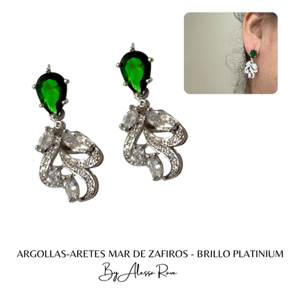 ARGOLLAS-ARETES MAR DE ZAFIROS - BRILLO PLATINIUM