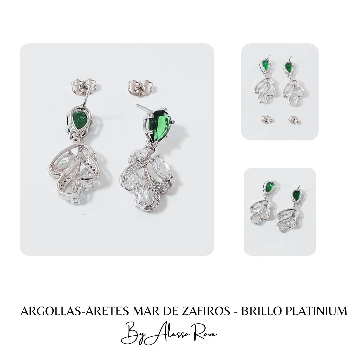 ARGOLLAS-ARETES MAR DE ZAFIROS - BRILLO PLATINIUM