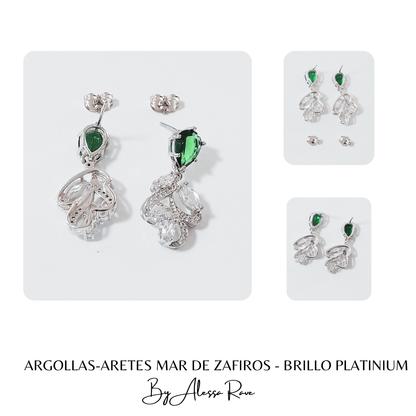 ARGOLLAS-ARETES MAR DE ZAFIROS - BRILLO PLATINIUM