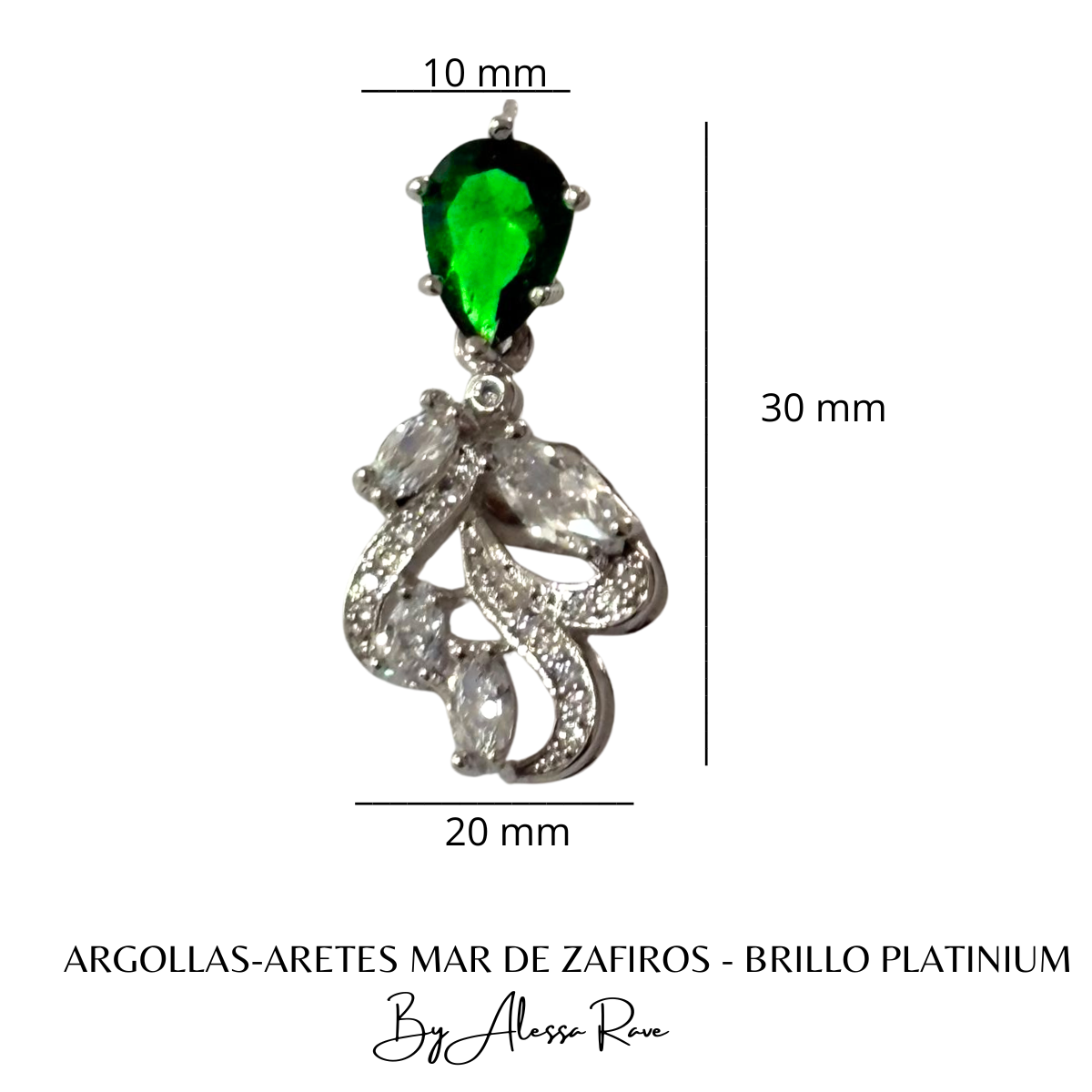 ARGOLLAS-ARETES MAR DE ZAFIROS - BRILLO PLATINIUM