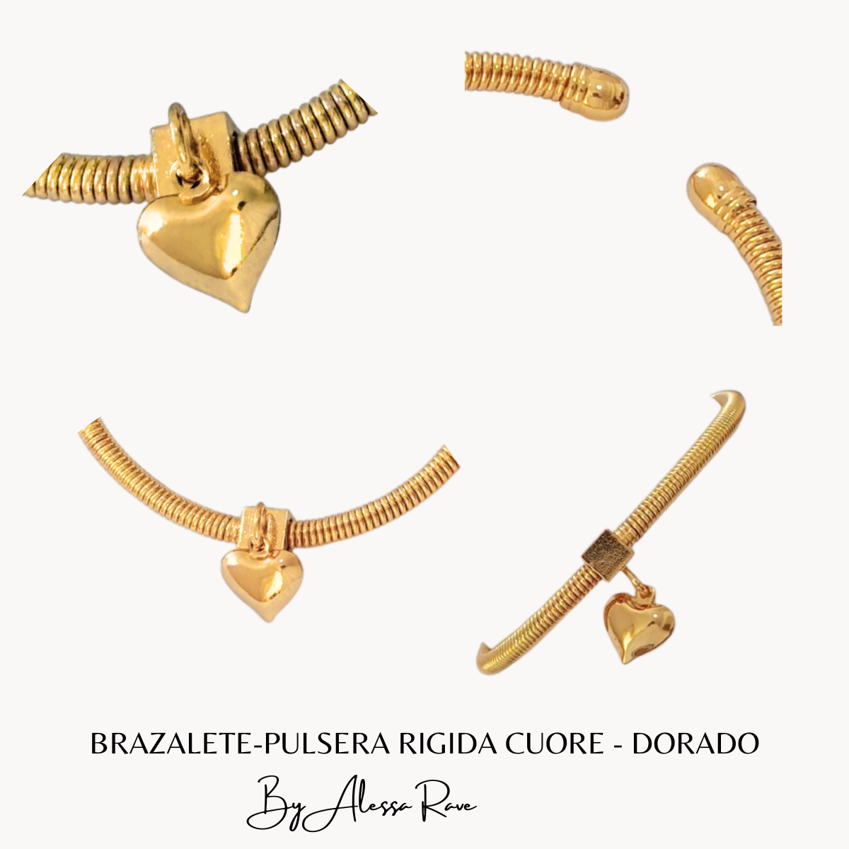 BRAZALETE-PULSERA RIGIDA CUORE - DORADO