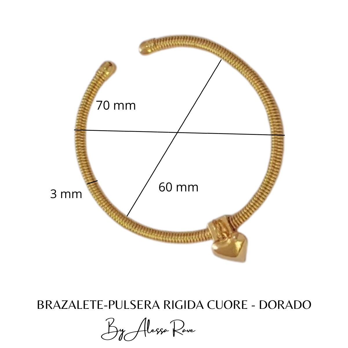BRAZALETE-PULSERA RIGIDA CUORE - DORADO