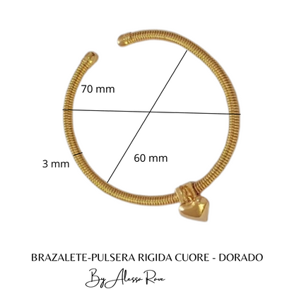 BRAZALETE-PULSERA RIGIDA CUORE - DORADO