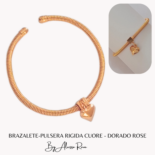 BRAZALETE-PULSERA RIGIDA CUORE - DORADO ROSE