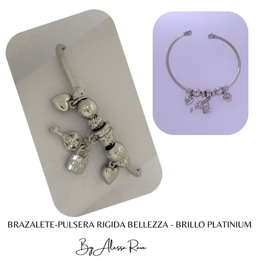 BRAZALETE-PULSERA RIGIDA BELLEZZA - BRILLO PLATINIUM