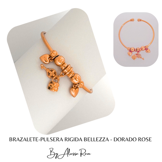 BRAZALETE-PULSERA RIGIDA BELLEZZA - DORADO ROSE