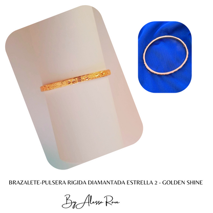 BRAZALETE-PULSERA RIGIDA DIAMANTADA  ESTRELLA 2 - GOLDEN SHINE