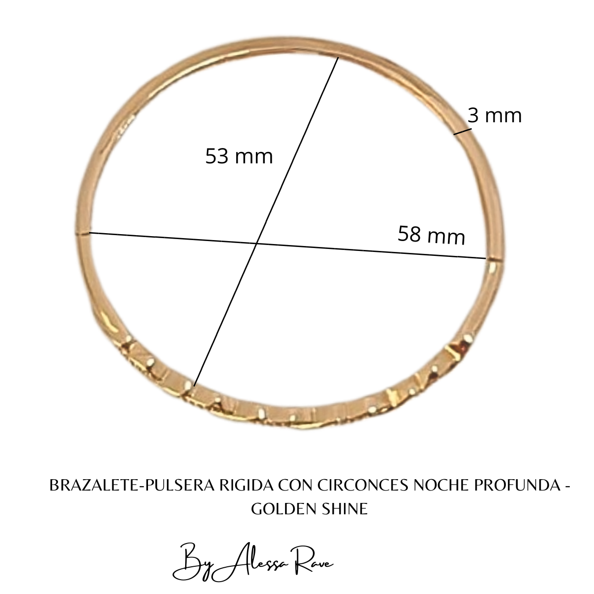 BRAZALETE-PULSERA RIGIDA CON CIRCONCES NOCHE PROFUNDA - GOLDEN SHINE