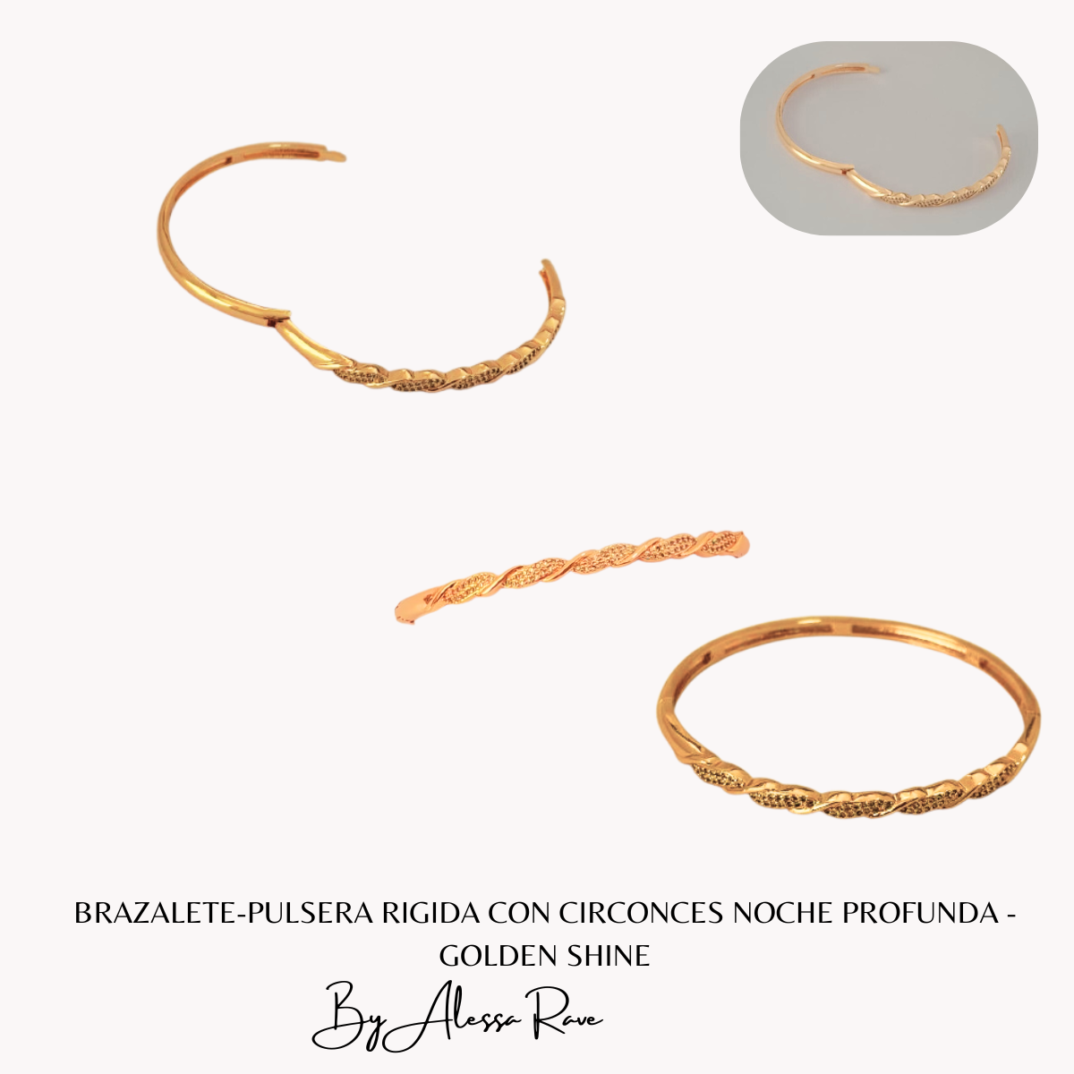 BRAZALETE-PULSERA RIGIDA CON CIRCONCES NOCHE PROFUNDA - GOLDEN SHINE
