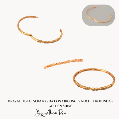 BRAZALETE-PULSERA RIGIDA CON CIRCONCES NOCHE PROFUNDA - GOLDEN SHINE