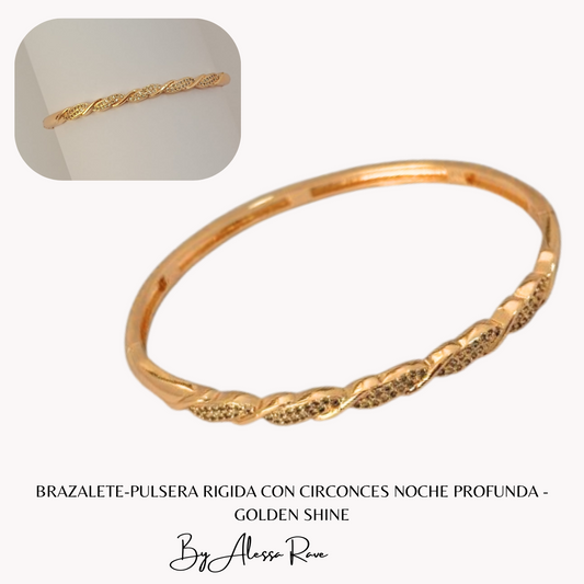 BRAZALETE-PULSERA RIGIDA CON CIRCONCES NOCHE PROFUNDA - GOLDEN SHINE