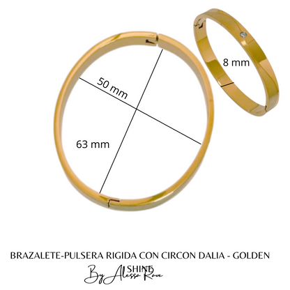 BRAZALETE-PULSERA RIGIDA CON CIRCON DALIA - GOLDEN SHINE