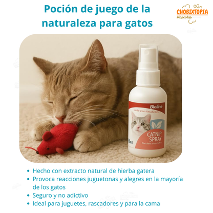 HIERBA GATERA SPRAY PARA RASCADORES, JUGUETES, CAMAS Y ADIESTRAMIENTO DE GATOS