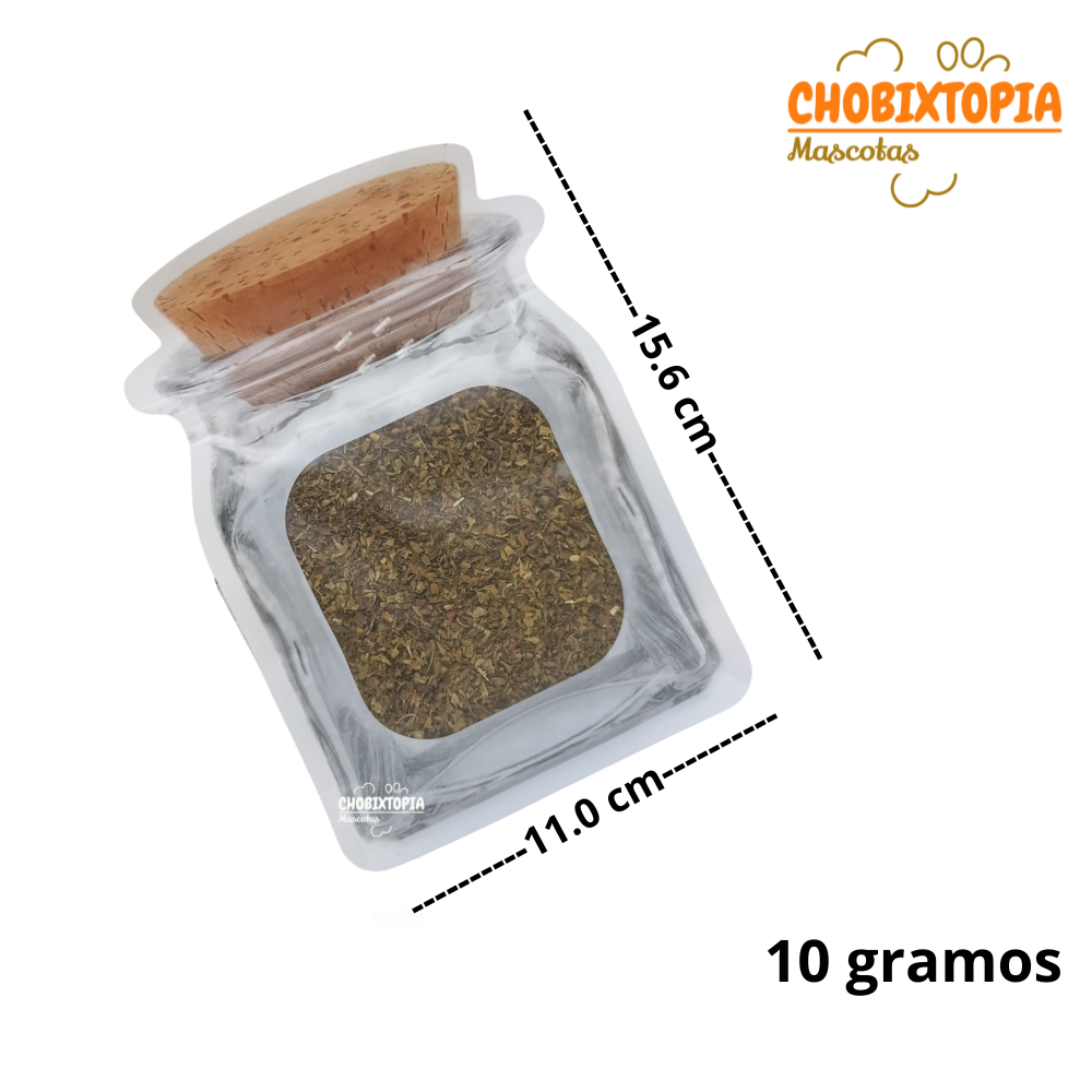 CATNIP PARA GATO EN BOLSA FORMA DE BOTELLA x 10 g