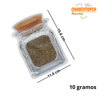 CATNIP PARA GATO EN BOLSA FORMA DE BOTELLA x 10 g