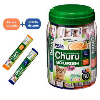 DUO CHURU VET NOURISH-ATUN POLLO 50U PACK CATNIP CARACOL