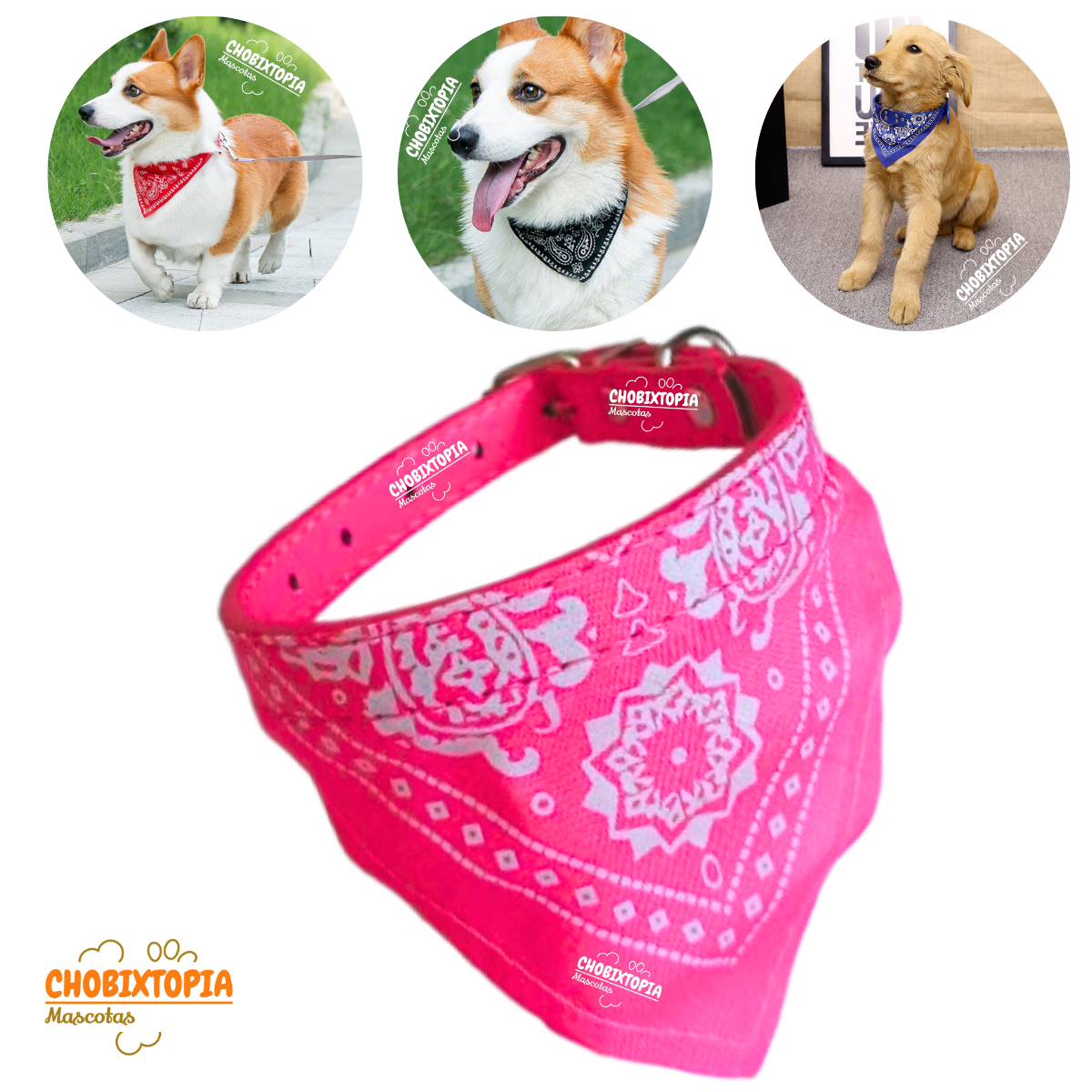 COLLAR BANDANA MASCOTA PERRO - FUCSIA
