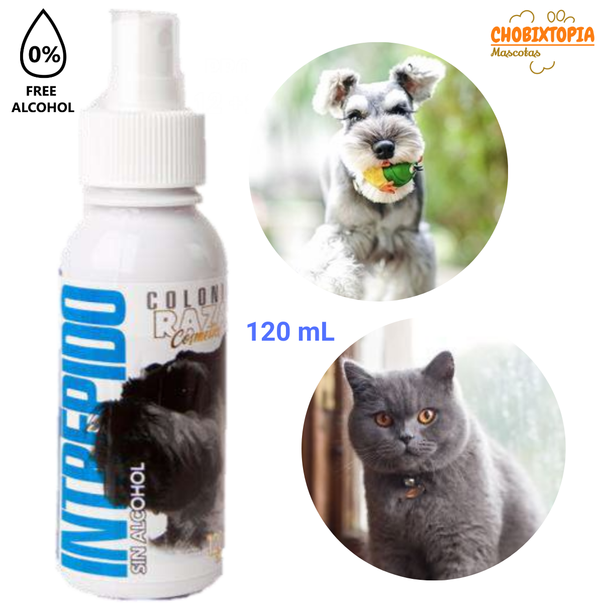 COLONIA RAZA-SIN ALCOHOL PARA MASCOTA INTREPIDO x 120 mL