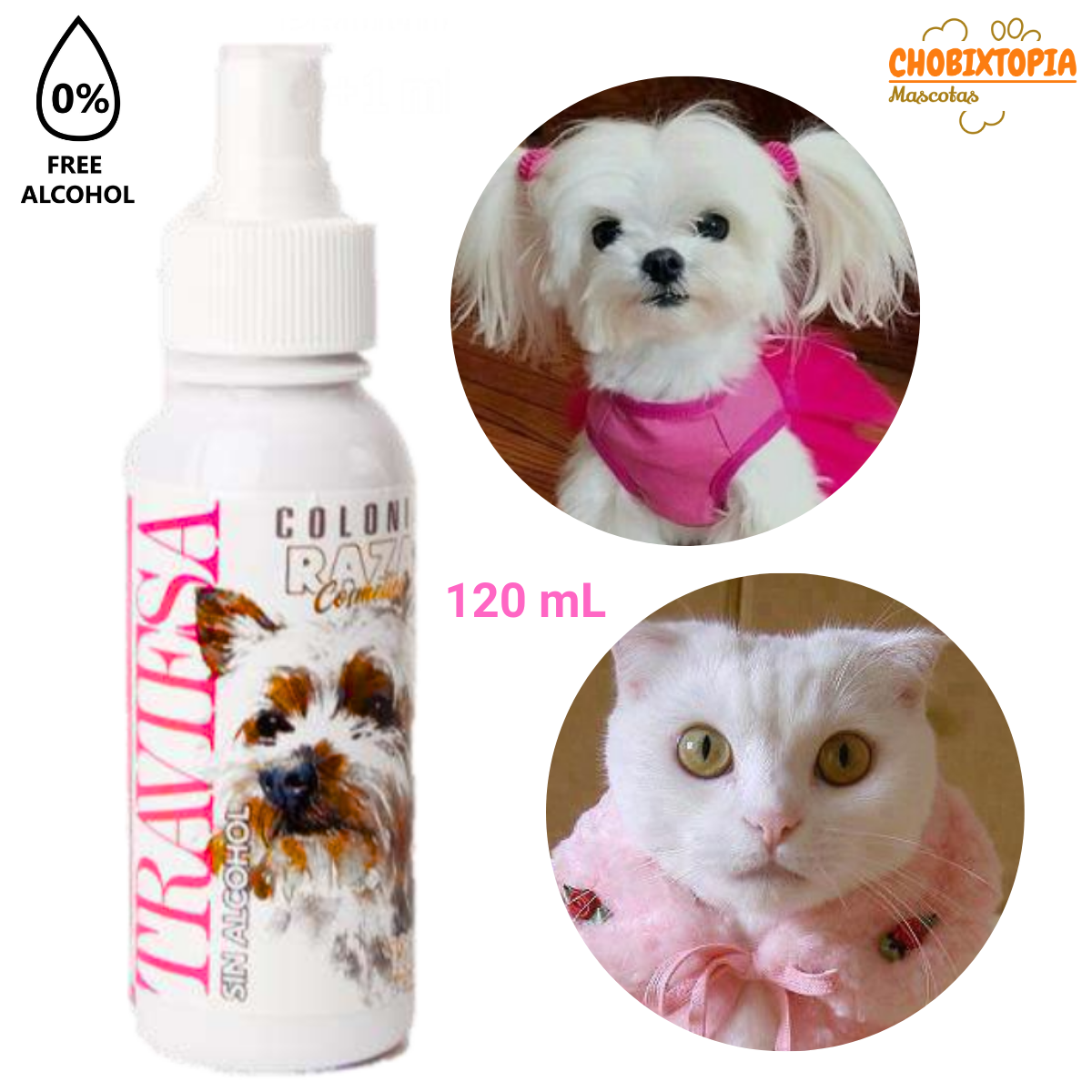 COLONIA RAZA-SIN ALCOHOL PARA MASCOTA TRAVIESA x 120 mL