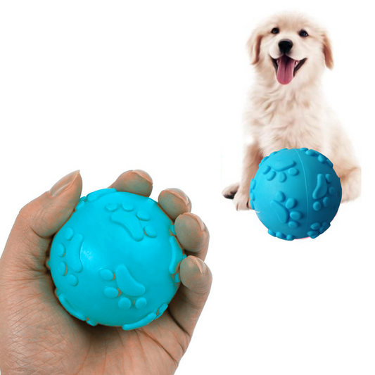 Pelota de Jebe para Perros Huellita Color CELESTE