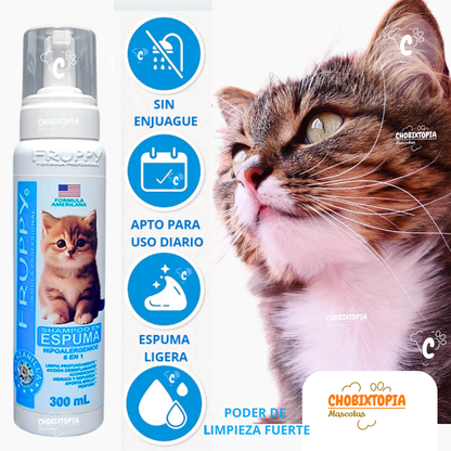 ESPUMA SHAMPOO FRUPPY HIPOALERGENICO GATOS x 300 mL
